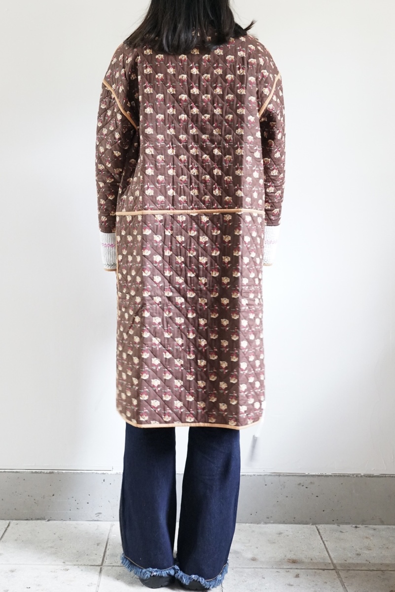 brown camel kantha long jacket - 画像 (9)